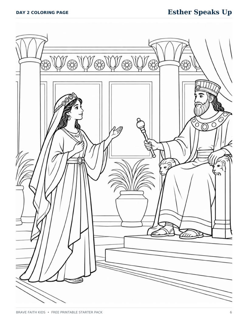 Esther before the king coloring page preview